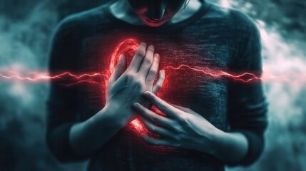 A mysterious figure holding a glowing heart