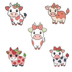 cow cartoon set