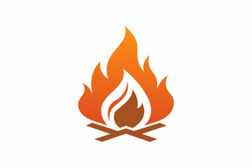 Vector design of campfire logo on white background