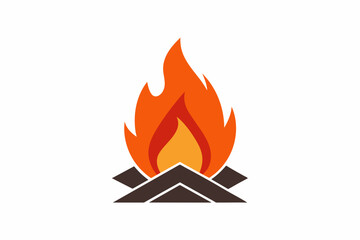 Vector design of campfire logo on white background