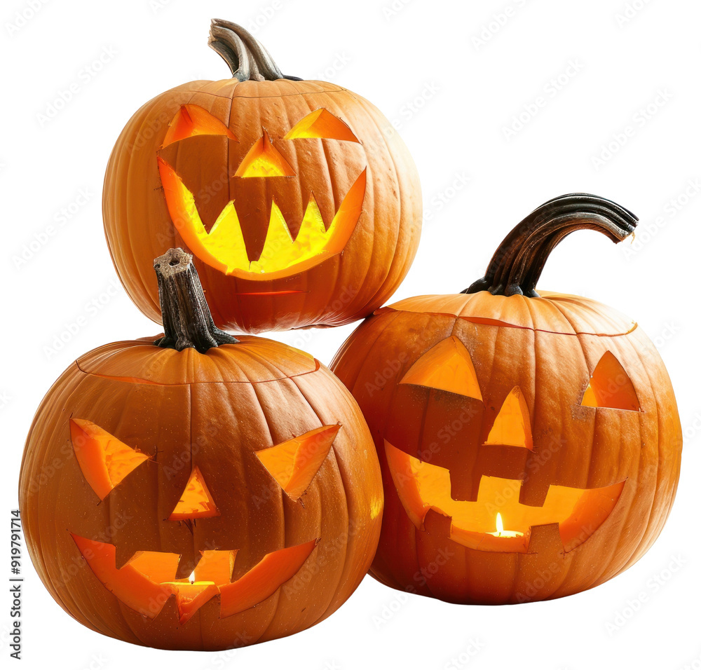 Sticker png spooky carved halloween pumpkins