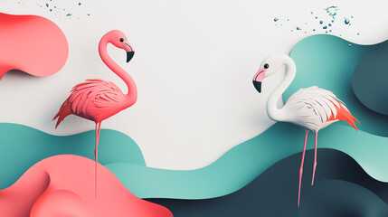 Obraz premium Abstract white background with pastel colorful 3D abstract background overlap layer on dark space with flamin decoration. Modern graphic design element motion style concept for banner, flyer, card, br