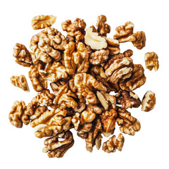 Obraz premium PNG Freshly harvested walnut halves on a white background