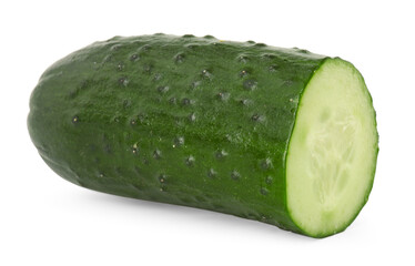 Piece of fresh cucumber isolated on white