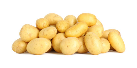 Pile of fresh young potatoes isolated on white