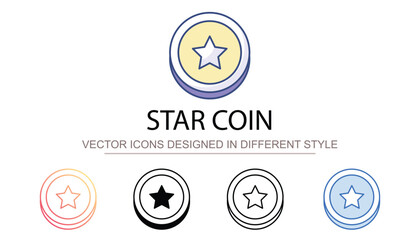 Star Coin icon design with white background stock illustration