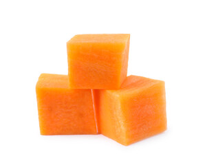 Pieces of fresh ripe carrot isolated on white