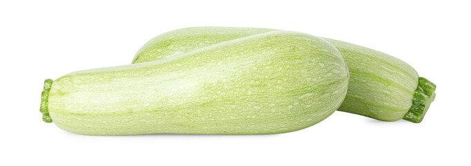 Two fresh ripe zucchinis isolated on white