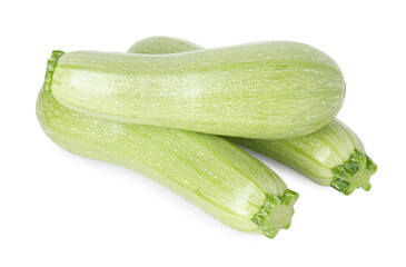 Many fresh ripe zucchinis isolated on white