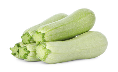 Many fresh ripe zucchinis isolated on white