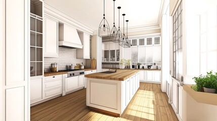Fototapeta premium Modern Minimalist Kitchen Design