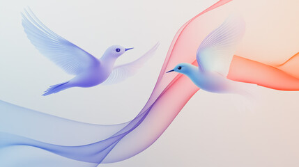 Obraz premium Abstract white background with pastel colorful 3D abstract background overlap layer on dark space with Swallow decoration. Modern graphic design element motion style concept for banner, flyer, card, 