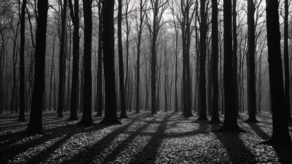 Fototapeta premium Mystical Autumn Woods Vintage Film Noir Aesthetic