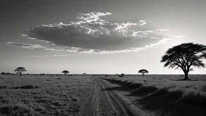 Ambient Noir Silhouettes on Savanna Plains