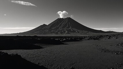 Fototapeta premium Ethereal Volcano Silhouettes Noir Cinematic Landscape