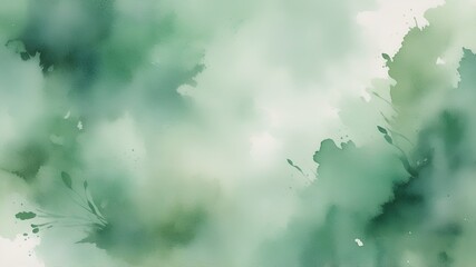 A muted green watercolor background backgrounds painting nature.