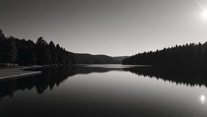 Fototapeta premium Mysterious Noir Lakeside Serenity
