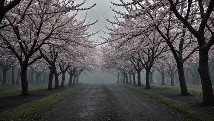 Obraz premium Serene Cherry Blossoms A Moody Delight