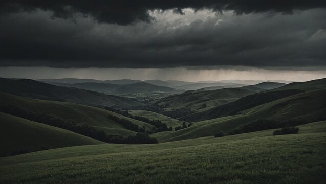 Majestic Rolling Hills under a Moody Sky