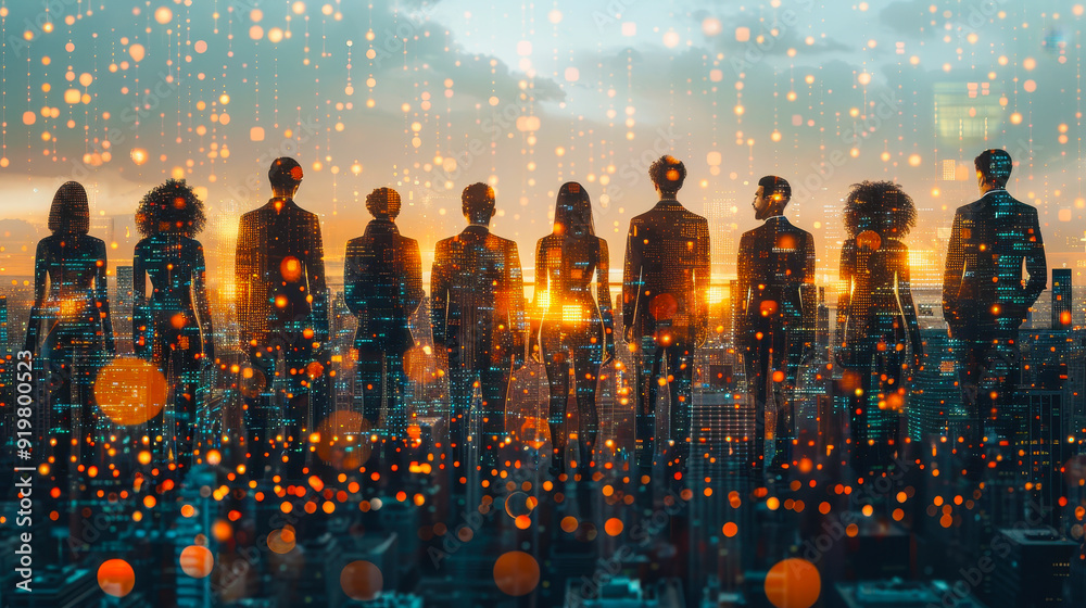 Poster multinational team embracing digital transformation with system engineering concepts; diverse group 
