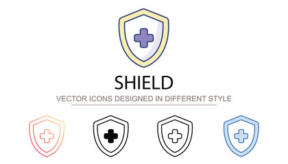 Shield icon design with white background stock illustration