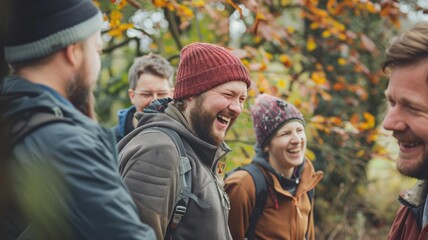A group of colleagues sharing a laugh during a team-building activity,