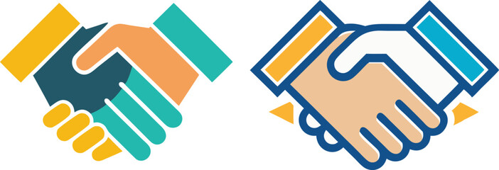 a minimalist handshake logo vector art illustration 