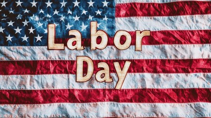 Obraz premium US Labor Day card with American flag background, US Labor Day greeting card