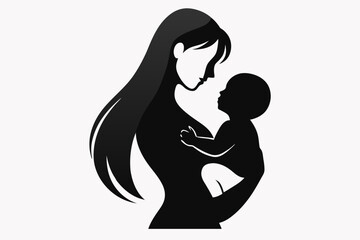 Vector design of realistic mother and baby on white background