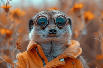 Meerkat Safari Guide Leading Enthusiastic Tour Through Vibrant Flower Fields