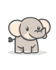 Fototapeta premium Cute grey baby elephant with a smile. Full hd animal vector art isolated on a white background completely lossless resizable design