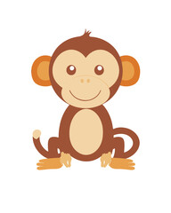 Small brown wild baby monkey. Full hd animal vector art isolated on a white background completely lossless resizable design