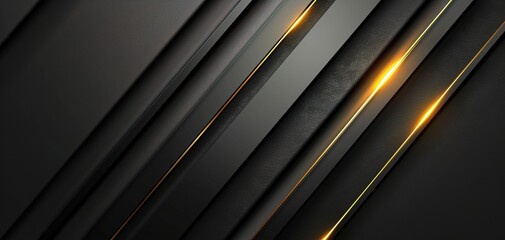Obraz premium Abstract black and gold diagonal stripes with glowing edges.