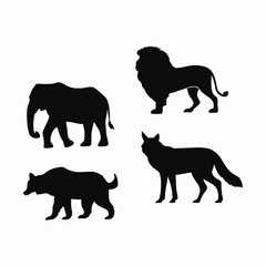 Wild animals silhouette set vector template illustration