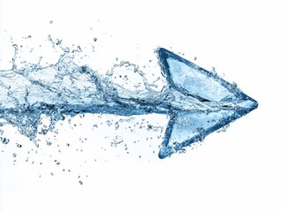 an arrow that consists of water and symbolizes a healthy lifestyle and happiness on white background