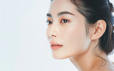 Fototapeta premium Portrait of beautiful natural Asian woman with perfect healthy skin