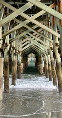 wooden pier over the Atlantic Ocean in South Carolina 
