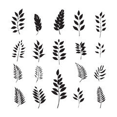 Naklejka premium Set of leaves vector shilhouette design on white background