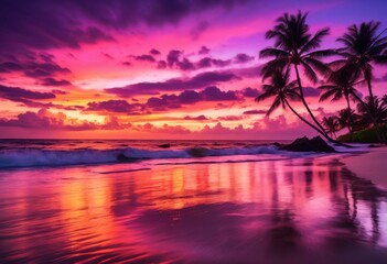 stunning coastal sunsets featuring vivid silhouettes over ocean waves dramatic skies, beach, sky, sea, landscape, beauty, nature, evening, clouds, orange