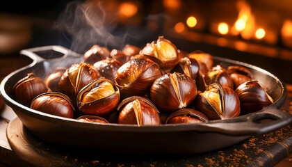 A plate of roasted chestnuts