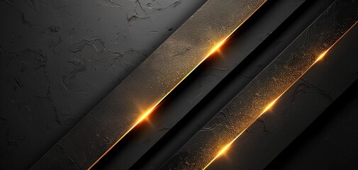 Black textured background with golden stripes.