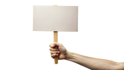 Hand holding blank sign for custom text PNG isolated transparent