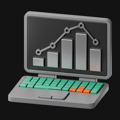 Premium finance money digital statistic computer icon 3d rendering on isolated background