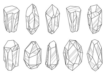Set of crystals or minerals. Jewelry precious or semiprecious gem stones.