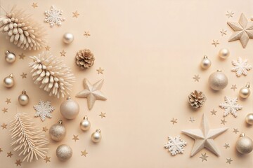 christmas background with fir branches and cones