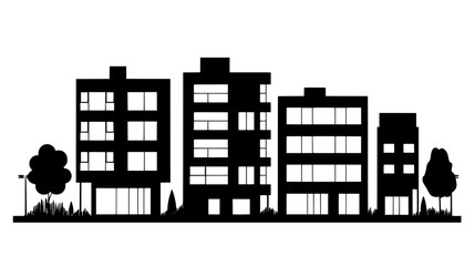 Obraz premium Contemporary complex with a combination of office spaces, retail stores, and residential apartments, vector illustration art