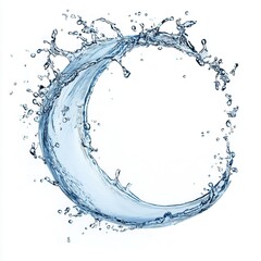 Curved water splash captured on a white background showcasing fluid motion and clarity