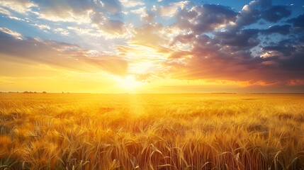 Beautiful, vibrant, summertime natural scene with fields