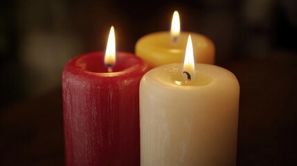Three candles side by side