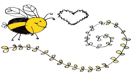 A cute cartoon bee flying in the sky